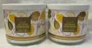 Bath & Body Works 3-wick Scented Candle Lot Set of 2 LEMON LAVENDER SHORTBREAD