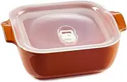 1.8 Litre Ceramic Square Baking Dish with Airtight Lid Mandarin