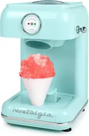 Nostalgia Snow Cone Shaved Ice Machine - Retro Slushie Maker, Aqua, Includes Cup