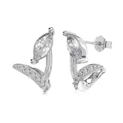 ANYCO Earrings 925 Silver Tulips Rhinestone Stud Fashion Acessories for Women