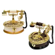 [Vanguard Universal] Antique Phone Wind-Up Music Box w/ Jewelry Drawers - Black