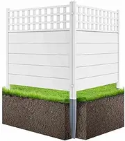 Costway Air Conditioner Fence Panels, 114 x 115 cm Vinyl Picket Fence with Metal Ground Stakes, No Dig Trash Can Enclosure, Pool Equipment Enclosure for Garden, Patio & Porch, White (Pack of 2)
