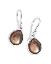 Ippolita Sterling Silver 925 Rock Candy Black Shell Doublet Teeny Teardrop Earrings