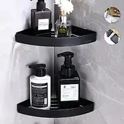Shower Caddy Shower Shelf Corner,Stainless Steel Shower Shelves Wall Mounted Shower Caddy Storage Basket Bathroom Kitchen Organizer, 2 Tier(Black/Silver)