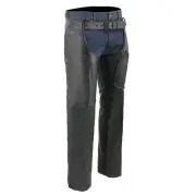 Milwaukee Leather Chaps for Men's Black Leather 3-Front Pockets- Thigh Patch