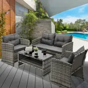 Livsip Outdoor Furniture 4 PCS Outdoor Lounge Setting Patio Wicker Sofa Set