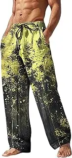 [Generic] Mens Board Swim Shorts Pants Beach Pants Drawstring Elastic Waist Print Stripe Graphic Prints Geometry Comfort Casual Daily Holiday Streetwear Yellow Blue Mens Cotton Shorts with Elastic Waist