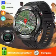 Mens GPS Smartwatch Waterproof with Compass Bluetooth