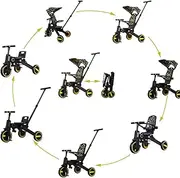 7 in 1 Kids Tricycle With Parent Steering Push Handle. Kids Bike, Balance Bike. Lightweight And Portable Push Bike With Removable Pedals. Toddler Trike With Canopy, Guardrail & Safety Harness (Cosmos)