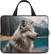 Laptop Case Sleeve Shockproof Computer Carrying Bag Fun Animal Wolf Laptop Bag Tote Lightweight Notebook Case Cover Traveling Briefcase Handle Bags for Travel Business 17inch
