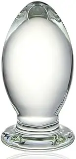 Huge Head Glass Butt Plug, Clear, Extra Large, 22.88 Ounce