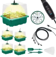（new inbox）Seed Starter Tray 5 Packs Seedling Starter Trays with Grow Light 8...