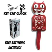SPACE CHERRY RED KIT CAT CLOCK 15.5" Free Battery MADE IN USA New Kit-Cat Klock