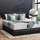 Oikiture Bed Frame Double Size Gas Lift Storage Mattress Base Black Leather