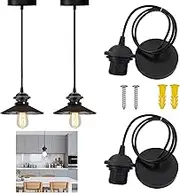 BLAZDEVE 2 Pcs E27 Lamp Holder, E27 Light Socket with 1m Cable, Screw Light Bulb Holder, Retro Industrial Chandelier Lamp Base for Kitchen, Living Room, Bedroom, and Dining Room Lighting