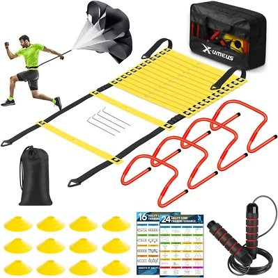 Agility Ladder Speed Training Equipment Set-20Ft Agility Ladder,12 Soccer Cones,