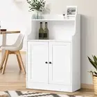 Oikiture Buffet Sideboard Cupboard Storage Cabinet 2 Doors Hallway Table White