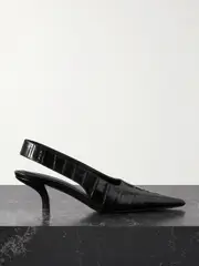 [TOTEME] TOTEME - Croc-effect Leather Slingback Pumps - Black - IT39 IT 39 Black