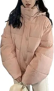 [Generic] Ladies Hooded Puffer Casual Warm Quilted Down Jacket Crop Lightweight Down Coat with Hood