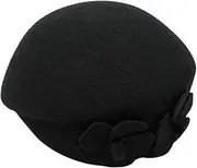 [LIFKOME] Hat Merino Wool Beanie Men Cute Autumn Wool Woolen Wool Beanie for Women Velvet Lady Warm Beret Tams Millinery Woman Floral Barrette Berets Leopard Green Decor Black