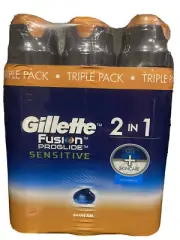 3x Gillette Fusion Proglide Sensitive Shave Gel 170g RAM