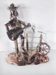 Vtg Copper Colored Metal Country Cowboy Music Box Home On The Range Tune #27054