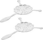 SOLUSTRE 2Pcs Stainless Steel Absinthe Spoon Hollow Out Dripper with Triple Handles for Sugar Cube Mixing for Bars Homes Cafes and Gatherings and Versatile Strainer
