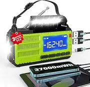10000mAh Hand Crank Emergency Radio, AM FM NOAA Weather Alert Radio, Portable Solar Radio, 3 Charging Methods, 3-Mode Flashlight, Reading Lamp, SOS Alarm, Phone Charger for Hurricane and Emergency