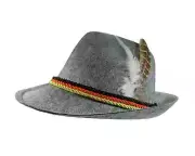 German Flag Band Colors,Bavarian,Hat,Feather.Felt.Oktoberfest Grey,1 size 24"