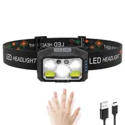 TD230 Motion Sensor Type-C Rechargeable Headlamp for Night Running / Camping / Hiking, 6 Key Modes & 6 Motion Sensor Modes - 1pc