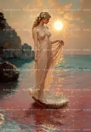 APHRODITE SEASHELL ART PRINT, Greek Goddess Love Beauty Poster, Venus Decor D827