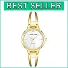 Genuine Diamond Women’s Watch with Adjustable Gold Bangle - Radiant Elegance