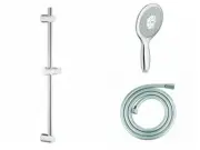 Grohe Power and Soul 130 head with 600 mm Rail Sliver flex 1750mm Hose German