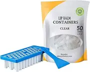 Lip Balm Tubes - 50 Pieces Empty Lipsticks Tubes, Lip Balm Container Tray Kit with Fill Tray and Spatula, Lip Balm Crafting Kit, Clear Bottle Lip Balm Bpa Containers