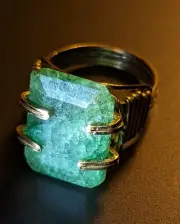 Emerald Ring - Size 6 - Natural Emerald In 14 K Gold And 925 Sterling Silver