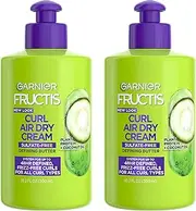 Garnier Fructis Curl Nourish Air Dry Cream, Sulfate Free Defining Butter Leave-in Conditioner, 10.2 Fl Oz, 2 Count (Packaging May Vary)