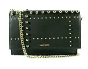 Nine West Shoulder-Bag Convertible Clutch with Gold Gunmetal Studded Chain Strap