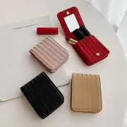 PU Leather Lipstick Bag With Mirror Lipstick Pouch Lipstick Storage Case