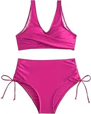 [Generic] Women's lace up Bikini Swimsuit Set with V-Neck Two-Piece Swimsuit