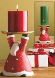 PartyLite Holiday Cheer Pillar Holder Santa Brand New in Box NIB