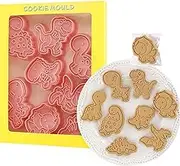 Dinosaur Cookie Cutters with Plunger Stampers Set, 3D Dinosaur Embossing Cutters for Biscuit Fondant Cheese Baking