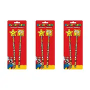 6pc Super Mario Brothers Video Game Themed Pencil Set Star and Question Block