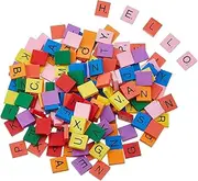 DICOSMETIC 200Pcs Wood Letter Tiles Colorful Wood Letters 20x17.5x5mm Wooden Spelling Letters Alphabet Learning Tools Crossword Game A-Z Letter Tile for Crafts Spelling Wedding Frame