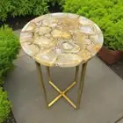 Gemstone Side Table - Natural Stone Accent Furniture, Handcrafted Unique Decor