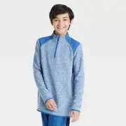EED) All In Motion Boys Fleece Pullover Sweater Blue Quarter Zip XS 4/5