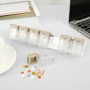 FwQoFvk Weekly Pill Organizer With Sealed Lid, Magnetic Weekly Pill Dispenser Box for Fridge, Plastic Removable Large Capacity Pill Case for Supplement Vitamins Fish Oil (Grey)
