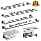 FURUISI Chrome Set Toilet Paper Holder Towel Rail Rack Shelf Robe Hooks Bathroom