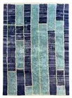 Modern Hand knotted Tulu Rug in Blue, 100% Wool, Contemporary Shaggy Carpet