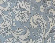 QUADRILLE Borghese Sky Blue/Navy on White Linen/Cotton new remnant