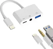 Lightning to 3.5mm Headphone Jack Dongle(3in1)USB Charger AUX Cable for Iphone
